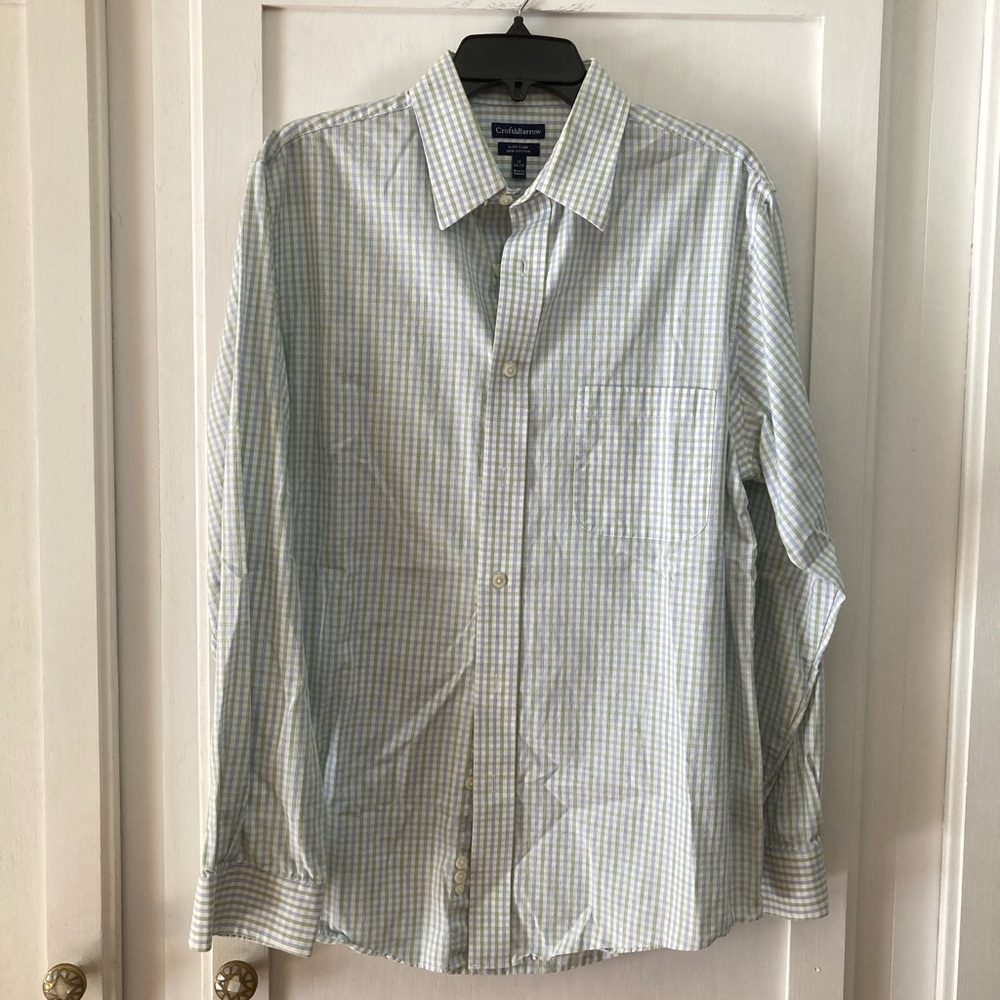 Croft & Barrow Men's Green and Blue Checkered Shirt